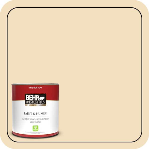 BEHR PREMIUM PLUS 1 qt. #320E-2 Cracked Wheat Flat Low Odor Interior Paint & Primer