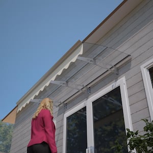 34 in. x 79 in. Transparent Fixed Awning with Valance (Includes Anchor Bolts) Window Kit for Concrete House