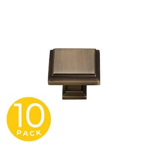 Accent Series 1-1/4 in. Modern Medium Aged Bronze Square Cabinet Knob (10-Pack)