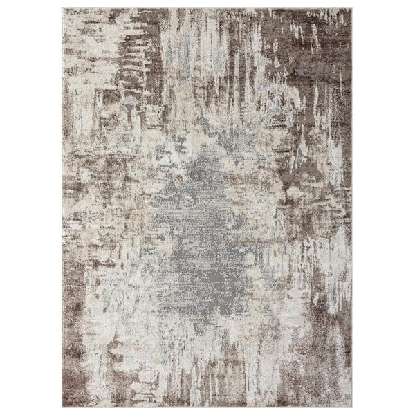 Euston Collection Brown 5x7 Modern Abstract Polypropylene Area Rug 7680  Brown 5x7 - The Home Depot