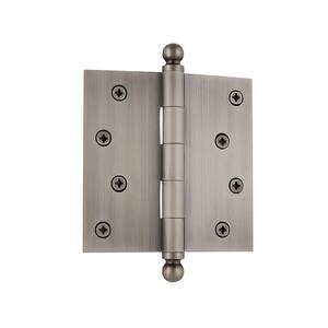 4 in. Ball Tip Residential Hinge with Square Corners in Antique Pewter