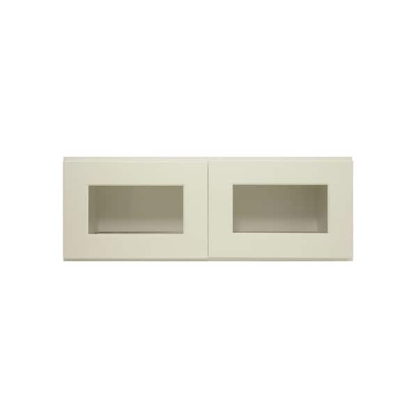 HOMLUX 33-in. W x 12-in. D x 12-in. H in Antique White Ready to Assemble Wall Kitchen Cabinet with No Glasses