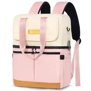 26 qt. Waterproof Leak Proof Insulated Backpack Cooler with Double Decker and 12-Ice Packs for Women Pink
