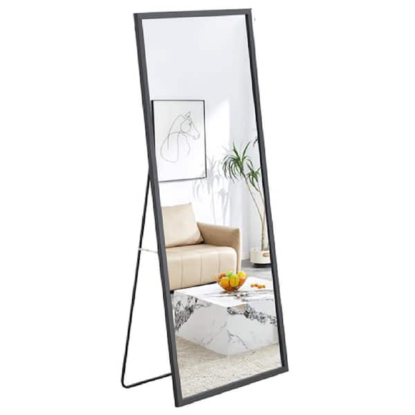Unbranded 31.5 in. W x 71 in. H Rectangle Black Wood Framed Floor Standing Mirror, Wall Mounted Mirror for Bedroom, Living Room
