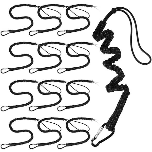 12 Pack Tool Lanyard with Metal Buckle Adjustable Loop End Standard Length Max Weight 8KG Black
