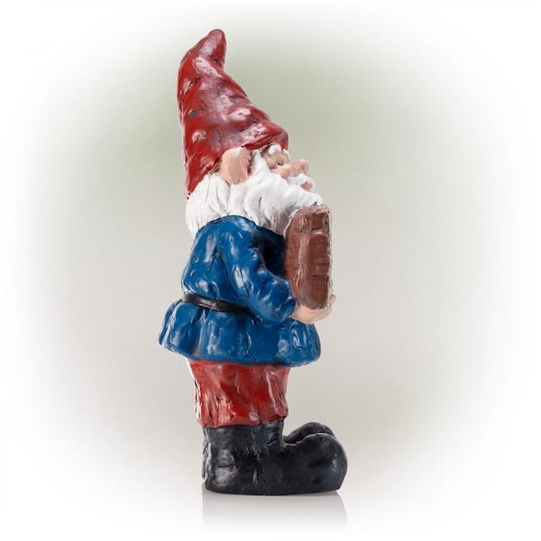 Alpine Corporation 22 in. Tall Outdoor Garden Gnome with Welcome