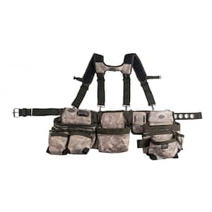 3-Bag Framer's Suspension Rig Work Tool Belt with Suspenders in Digital Camo