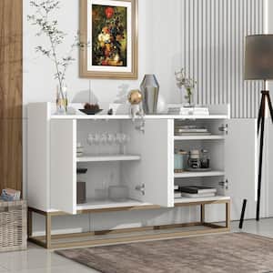 White Wood 47.2 in. Sideboard Elegant Buffet Cabinet with Large Storage Space for Dining Room and Entryway