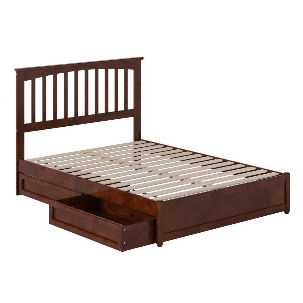 AFI Everett Walnut Brown Solid Wood Frame Full Platform Bed with Panel