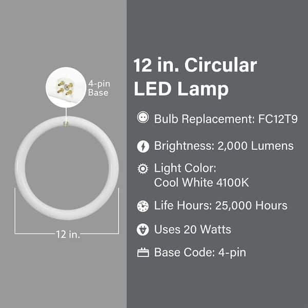 20-Watt 12 in. T9 G10q Type A Plug and Play Linear Circline LED Tube Light Bulb, Cool White 4100K (12-Pack)
