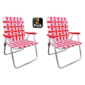 Red/White Aluminum Classic Reinforced Webbed Folding Lawn/Camp Chair (2-Pack)