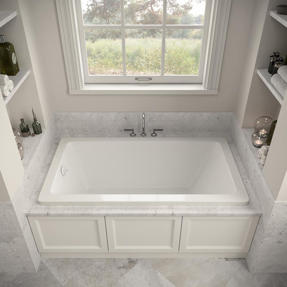 60" x 32" Glossy White Acrylic Soaking Drop-In Bathtub