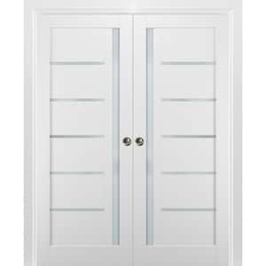 84 in. x 80 in. Single Panel White Solid MDF Sliding Door with Double Pocket Hardware