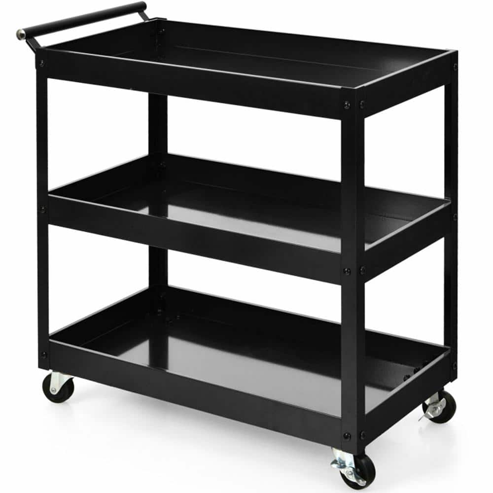 Bunpeony 3Tier Black Metal Kitchen Cart SCF057 The Home Depot