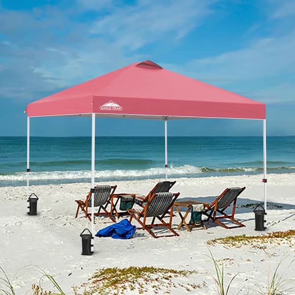 EAGLE PEAK 10 ft. x 10 ft. Pop Up Canopy Tent Instant Outdoor Canopy with 4-Sand Bags