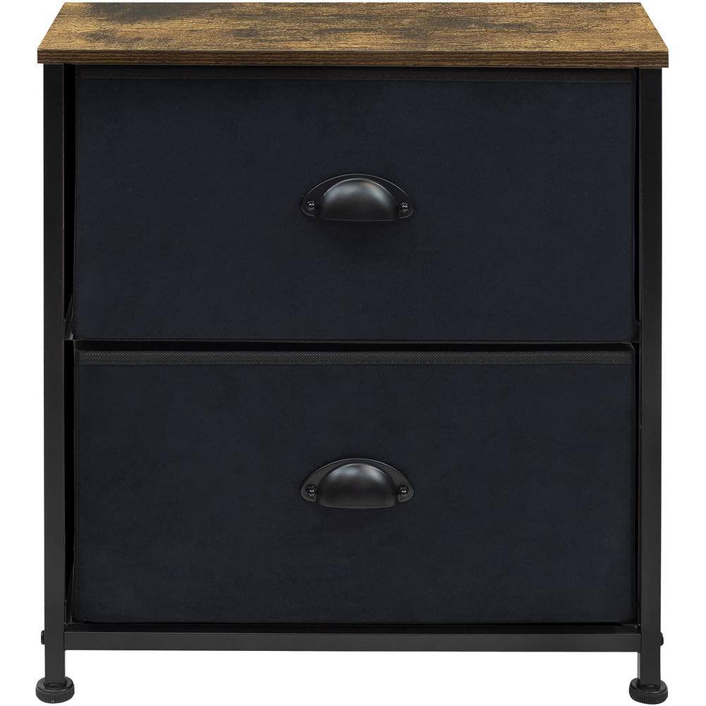 Industrial Black Vertical Nursery Nightstand with Extra Deep Drawer