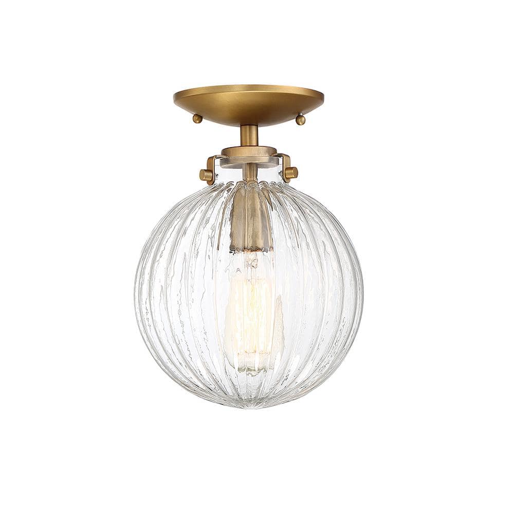 Meridian 8" Globe Semi-Flush Mount in Brushed Nickel with Clear Glass