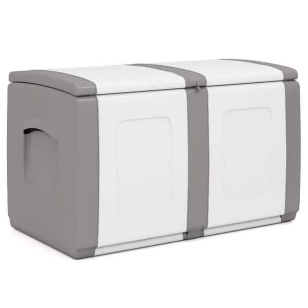 53 Gal. Long-lasting PP Deck Box with Lockable Lid and Handles for Cushions, Tools, Pool Supplies, in Gray