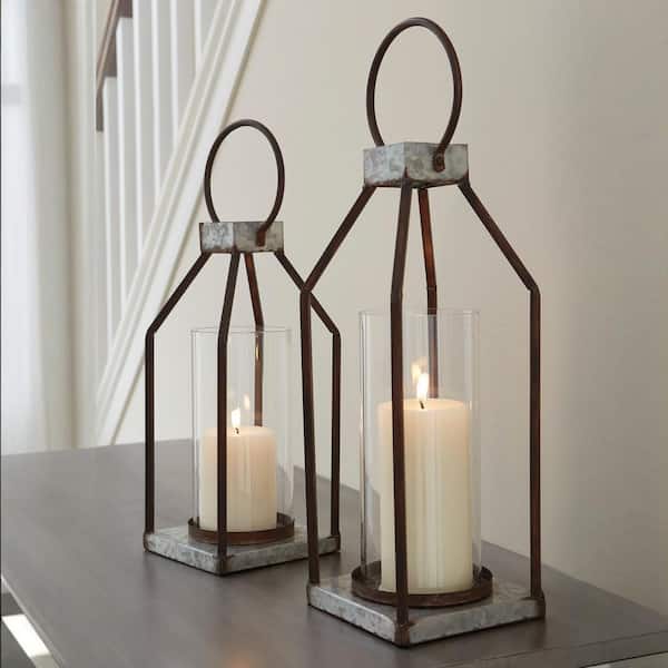Signature DESIGN BY ASHLEY Diedrick Galvanized Lantern Set of 2
