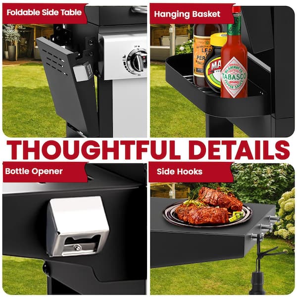 BTMWAY 30,000 BTU 3-Burner Outdoor BBQ Portable Propane Gas Grill