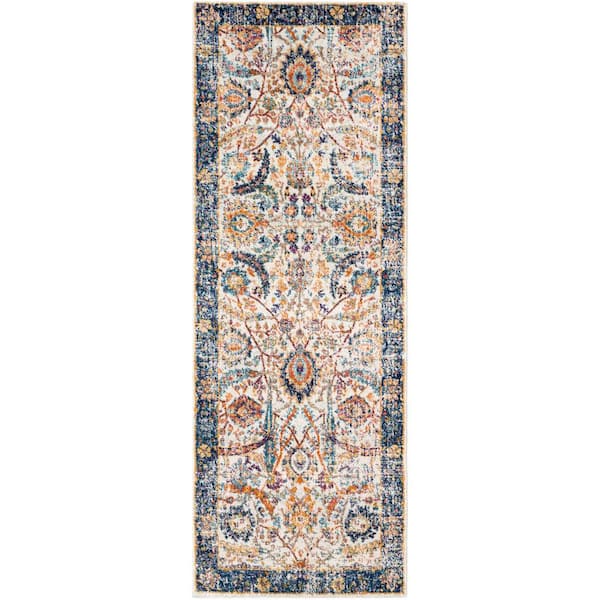 Livabliss Demeter Dark Blue 2 ft. 7 in. x 7 ft. 3 in. Runner Rug