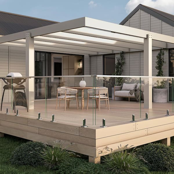 3.8 in. x 3.8 in. x 6.3 in. Chrome Stainless Steel Square Baseplate Glass Railing Spigot for 1/2 in. Glass Thickness