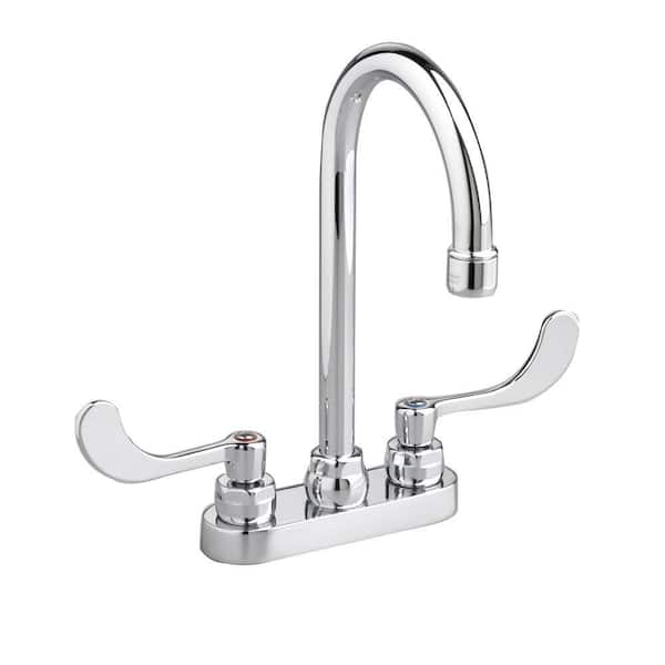 American Standard Monterrey 4 in. Centerset 2-Handle 0.5 GPM Gooseneck Faucet with Vandal-Resistant Wrist Blade Handles in Polished Chrome