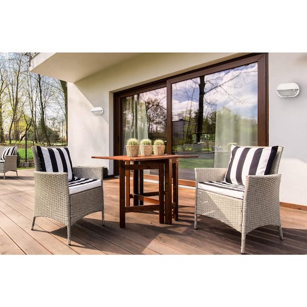 Nautical Oblong Eyelid White Outdoor Hardwired Bulkhead Sconce with 3000K LED Bulb and Frosted Diffuser