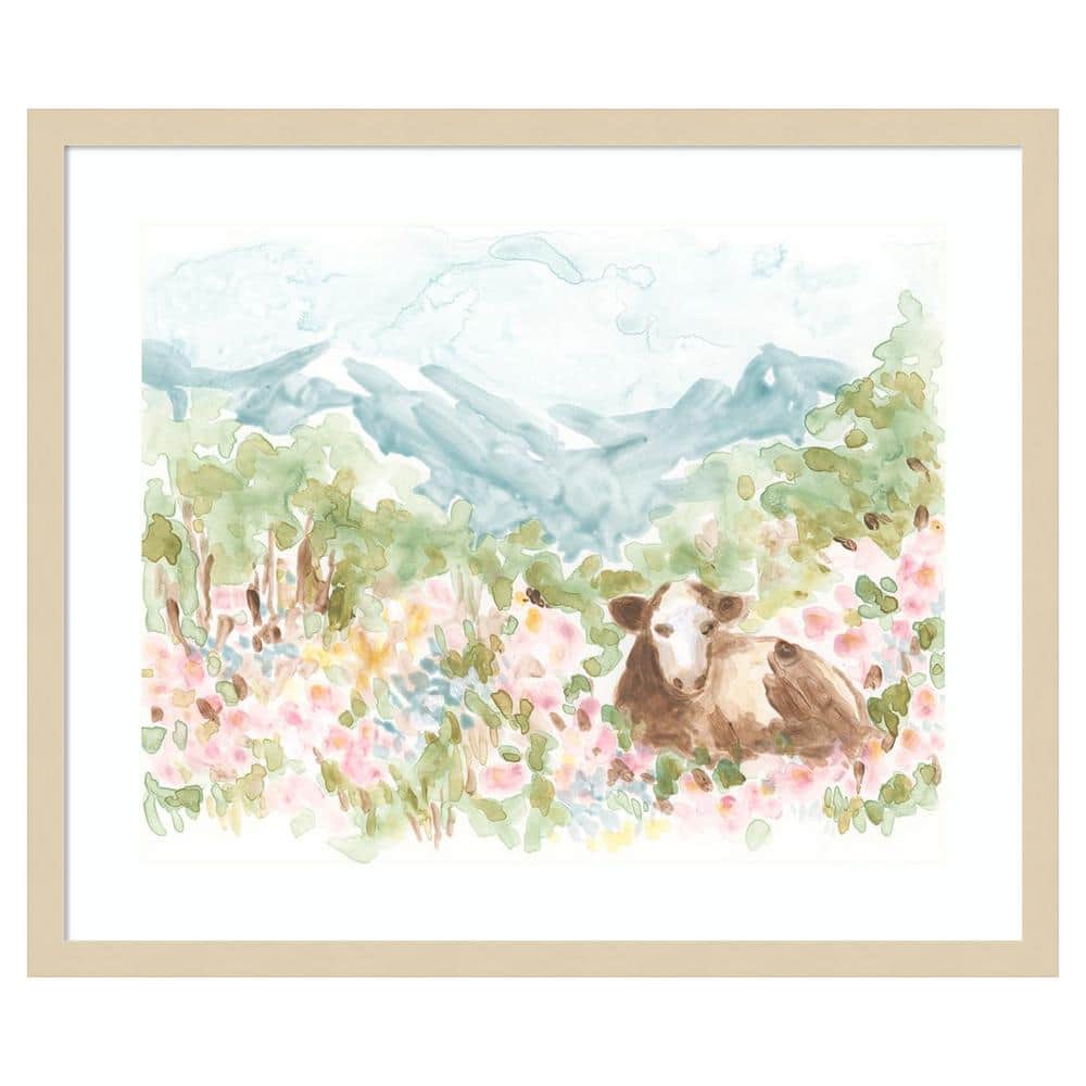 Cow Meadow V Svelte Natural Framed Wall Art Print