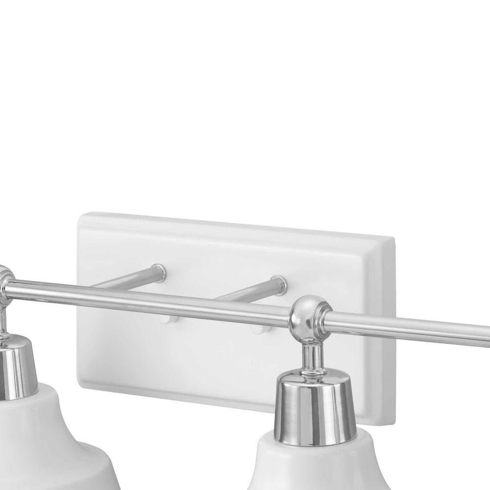Bramlett Polished Chrome 4-Light Bath Vanity with White Shades