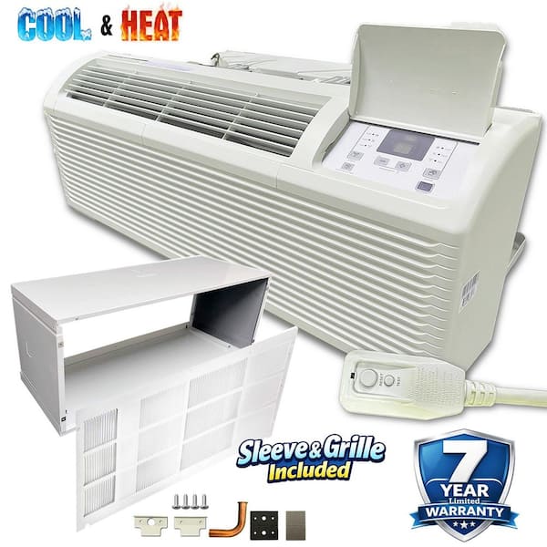 15,000 BTU 208~230V Packaged Terminal Air Conditioner (PTAC) & Heat Pump, 3500W Electric Heater with Sleeve/Grille Combo