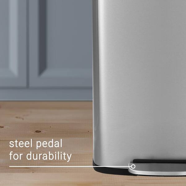 happimess Connor Rectangular 13 Gal. Stainless Steel Trash Can 