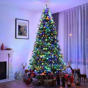 9 ft. Pre-Lit LED PVC Regular Full Artificial Christmas Tree with 1000 Multi-Color Lights and Metal Stand