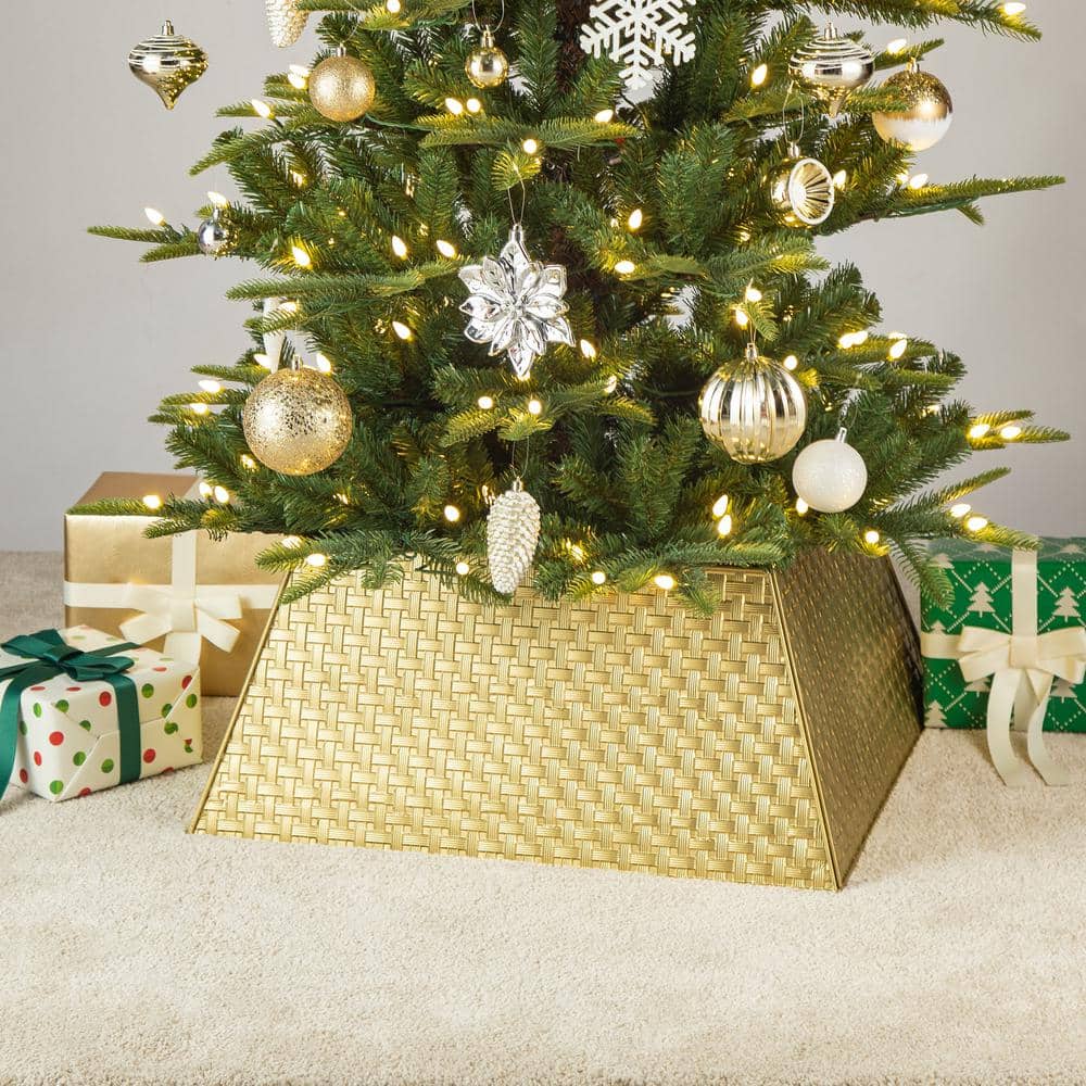 Gold Trapezoid Metal Weave Christmas Tree Collar