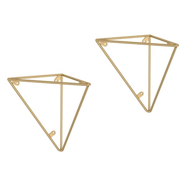 2-Pack 6.4 in. x 8.8 in. Geometric Satin Gold Shelf Bracket