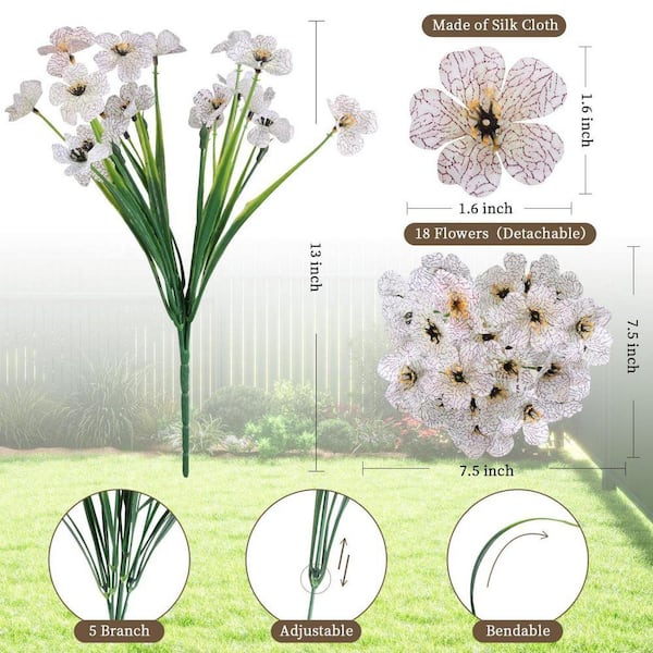 13 in. White 24 Bundles Artificial other Flowers for Outdoors