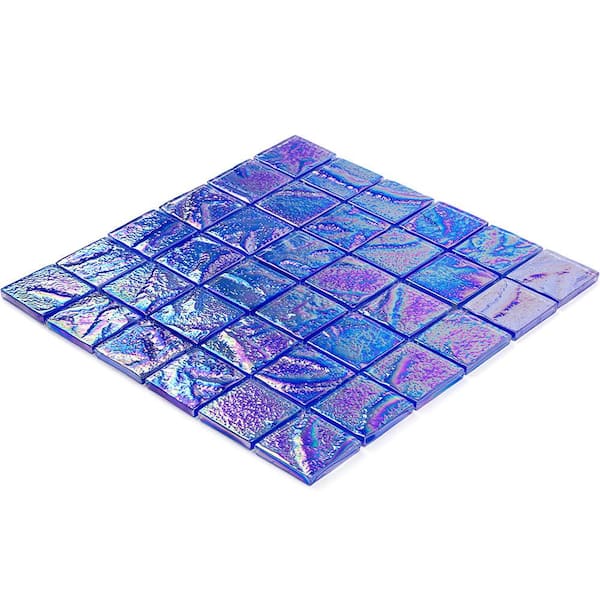 Marina Iridescent Bricks White 12.12 in x 12.75 in. x 8 mm Glass Mosaic Wall Tile