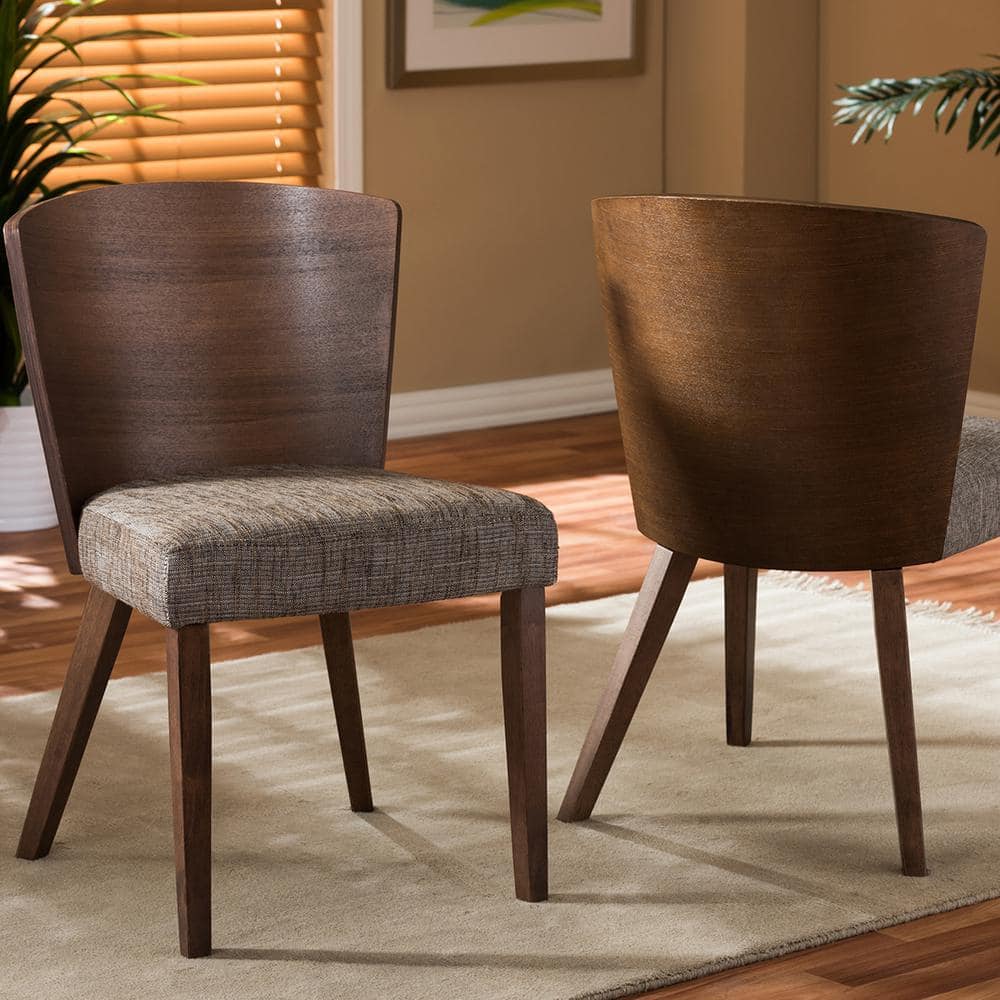 Set of 2 Sparrow Brown and Gravel Wood Modern Dining Chairs