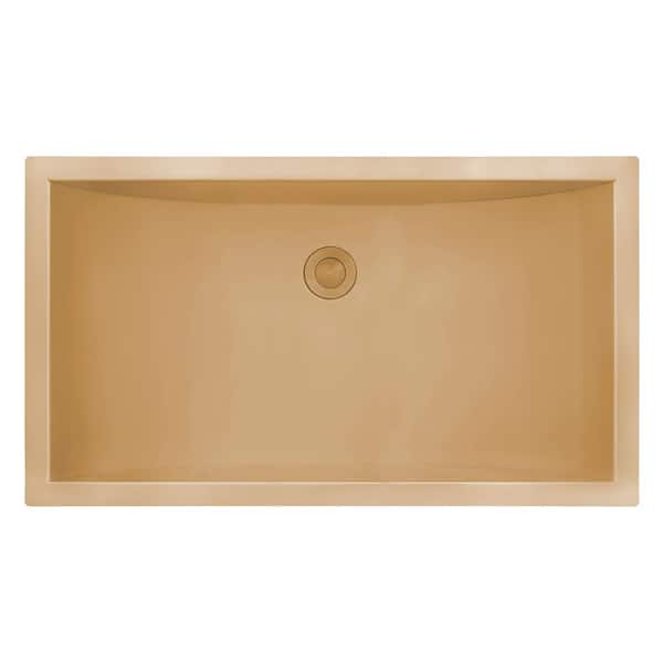 Ruvati Ariaso 34 in. x 14 in . Undermount Bathroom Sink in Brushed Gold/Orange Polished Brass
