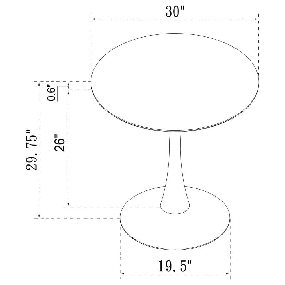 30" Transitional White Marble & Wood Round Dining Table