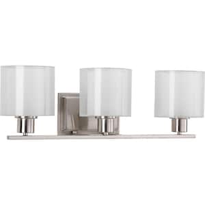 Invite Collection 3-Light Brushed Nickel Shade New Traditional Bath Vanity Light