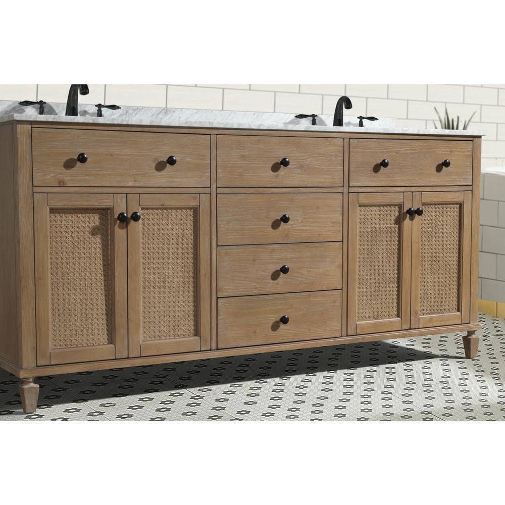 Annie 72" Weathered Fir Double Sink Bathroom Vanity