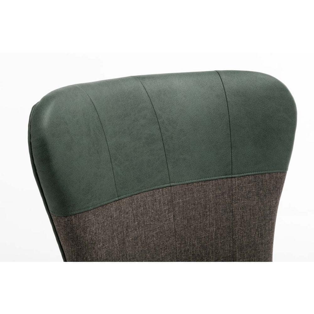 Transitional Upholstered Faux Leather & Wood Side Chair in Green/Gray