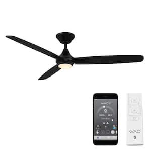 54 in. LED Matte Black Blitzen Indoor and Outdoor 3-Blade Smart Ceiling Fan with 3000K Light Kit and Remote Control