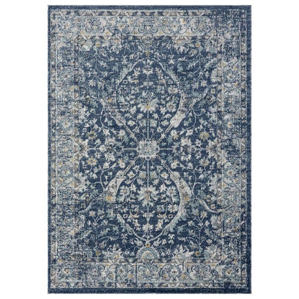 LUXE WEAVERS Euston Collection Bohemian Oriental Blue 2 ft. x 7 ft. Polypropylene Area Rug