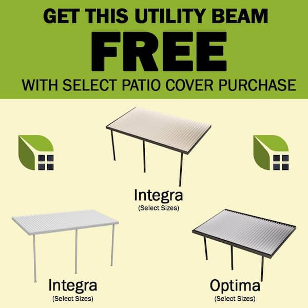 Aluminum Utility Beam for Lighting and Fans Compatible with 12ft Deep White Roof Integra and FSOLS Optima Patio Covers