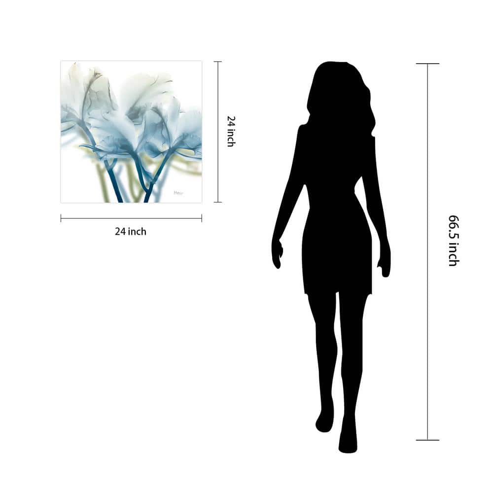 Blue Floral X-Ray Tempered Glass Wall Art, 24" x 24"
