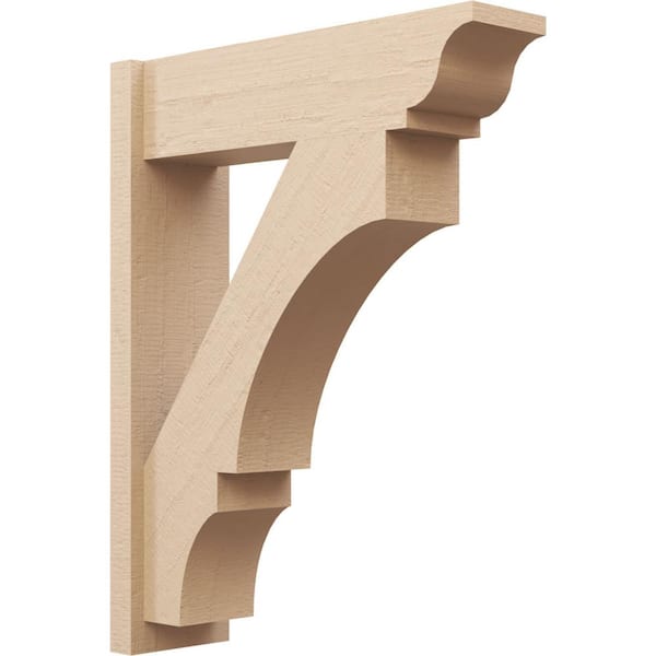 Ekena Millwork 8 in. x 36 in. x 28 in. Balboa Traditional Rough Cedar Woodgrain Timberthane Polyurethane Outlooker, Primed Tan