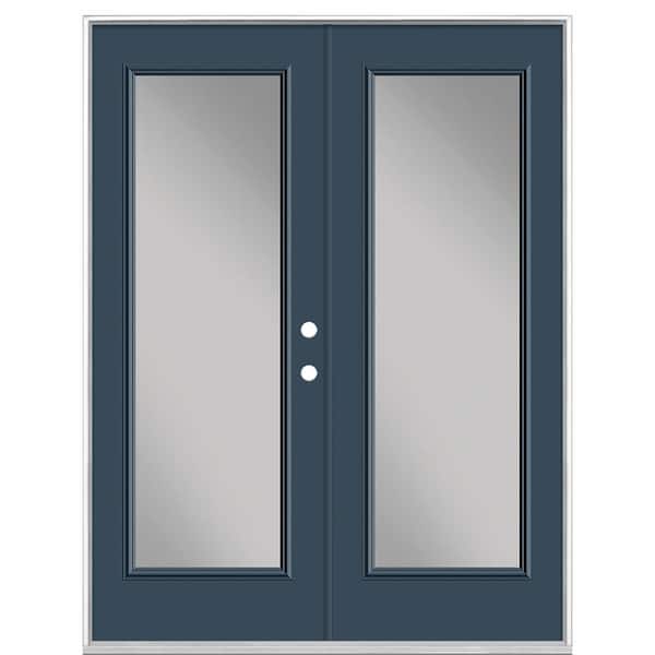 Masonite 60 in. x 80 in. Night Tide Steel Prehung Left-Hand Inswing Full Lite Clear Glass Patio Door without Brickmold