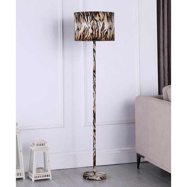 Faux Suede Tiger Print Metal Floor Lamp, Zebra Print Floor Lamp